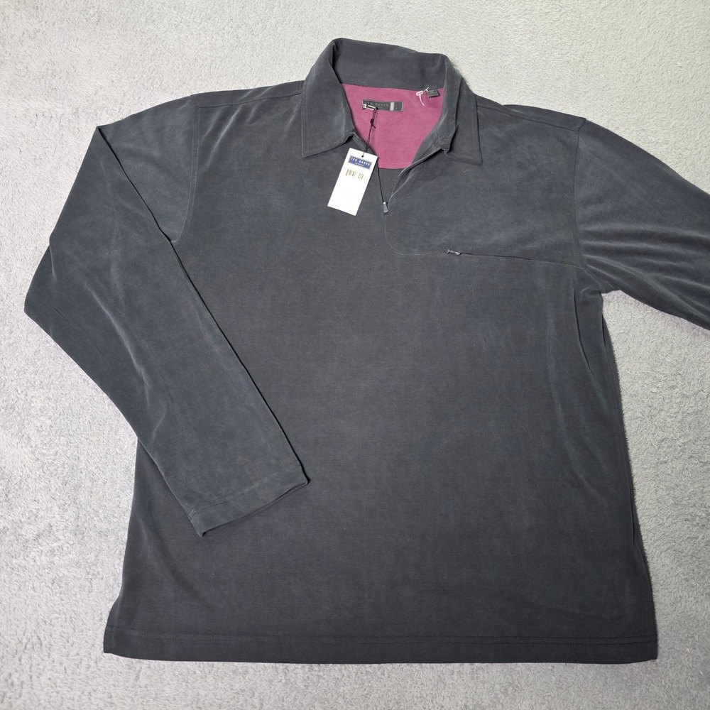 Ted Baker Mens XL Speedster Pullover Black Quarter Zip Pocket Long Sleeve